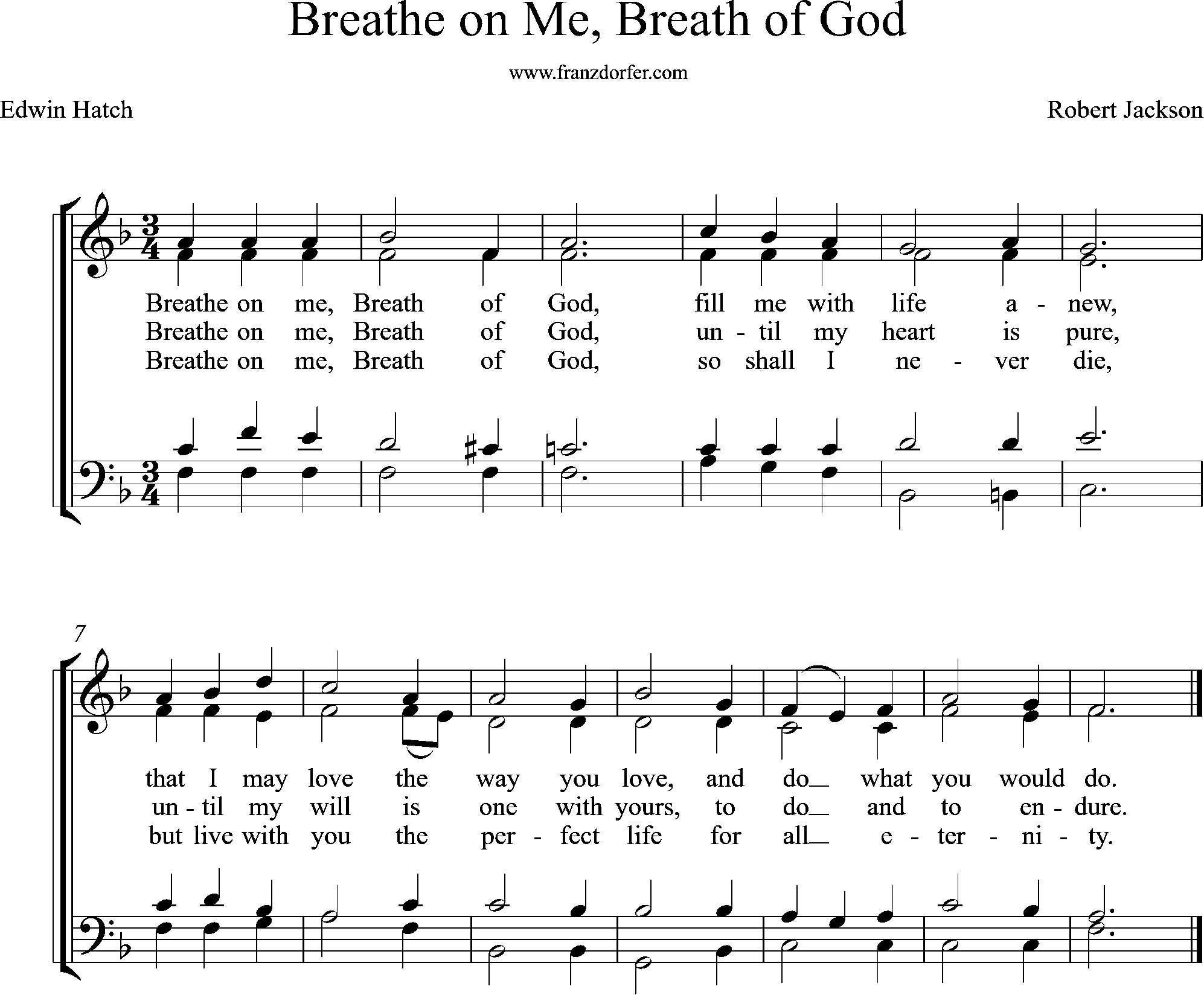choir-, organ-, sheetmusic, F-Major, Breathe on me